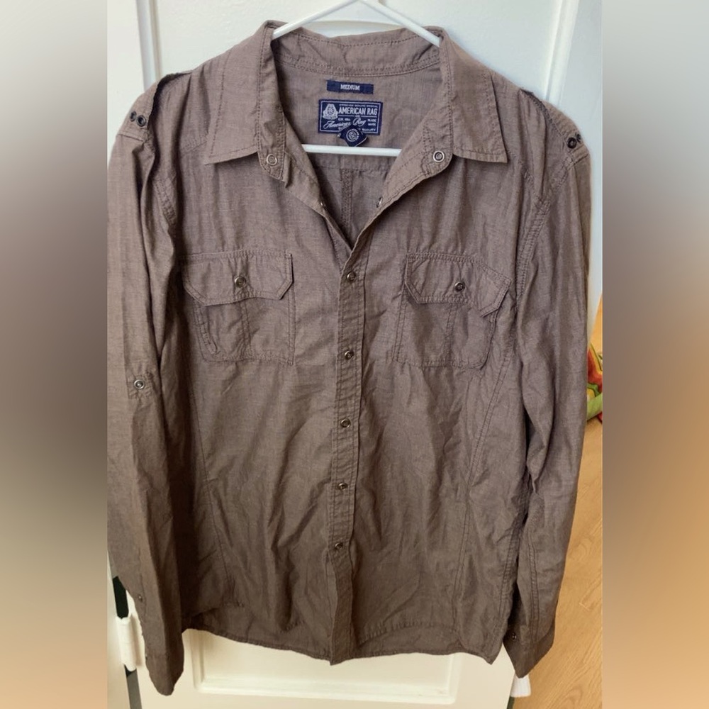 American Rag brown button up.